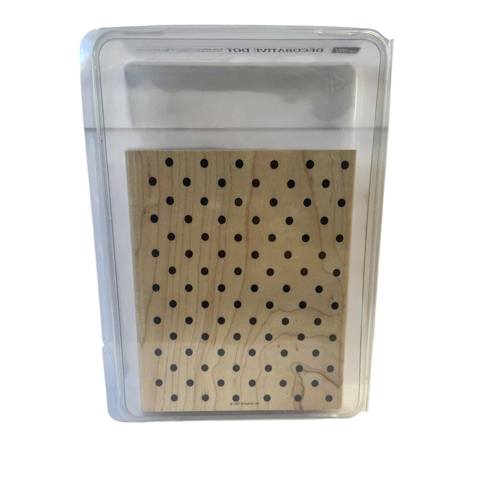 Stampin Up Decorative Dot Stamp Unisex OS Tan Polka Dot Wood Background 1997